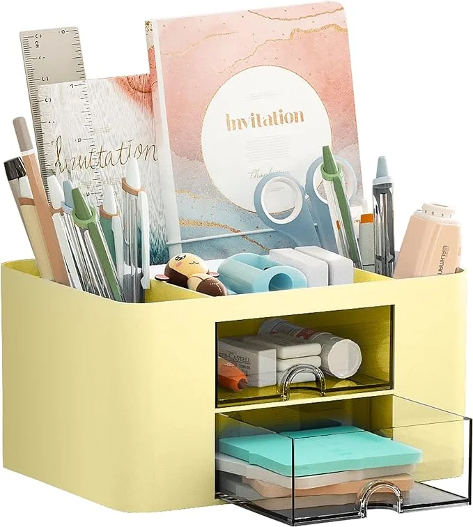 Desk Organizer with Drawers - Yellow thumbnail