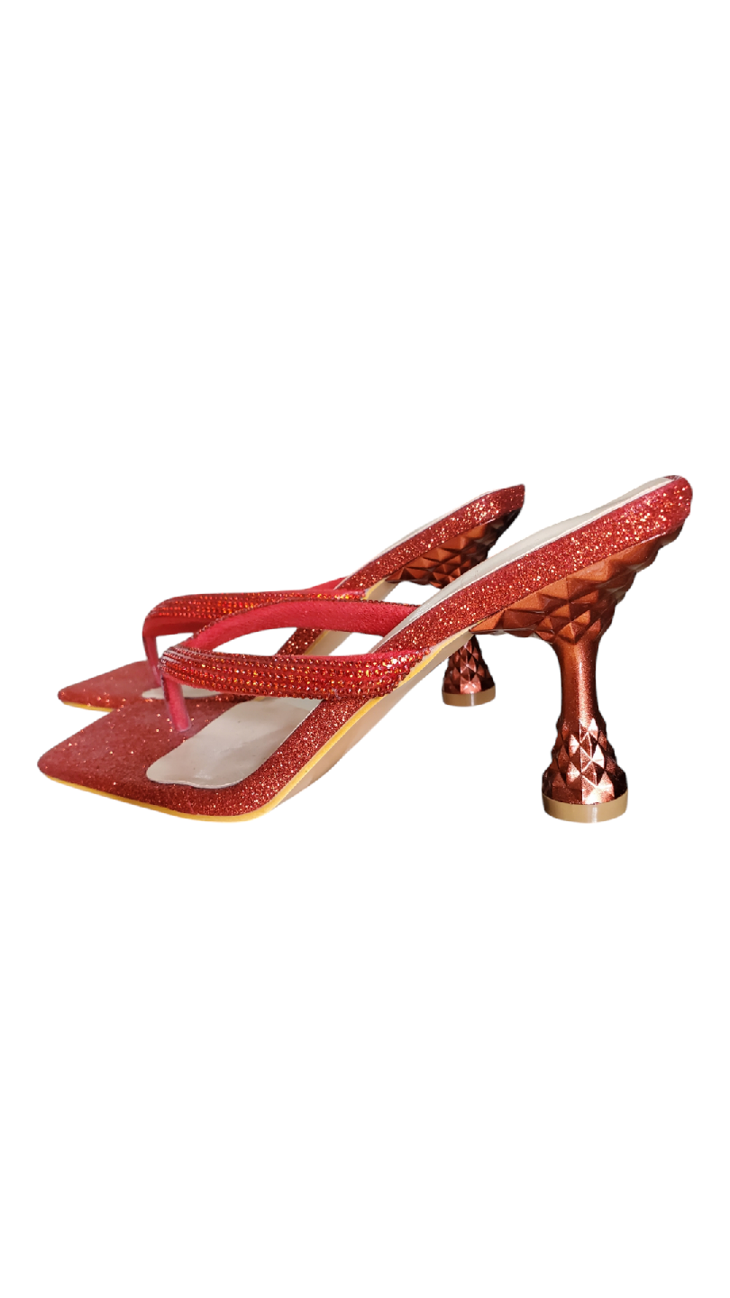 Red Glitter Heeled Thong Sandals - photo 5