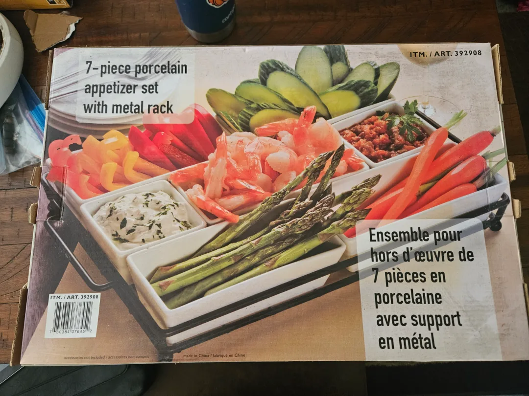 7-piece Porcelain Appetizer Set with Metal Rack