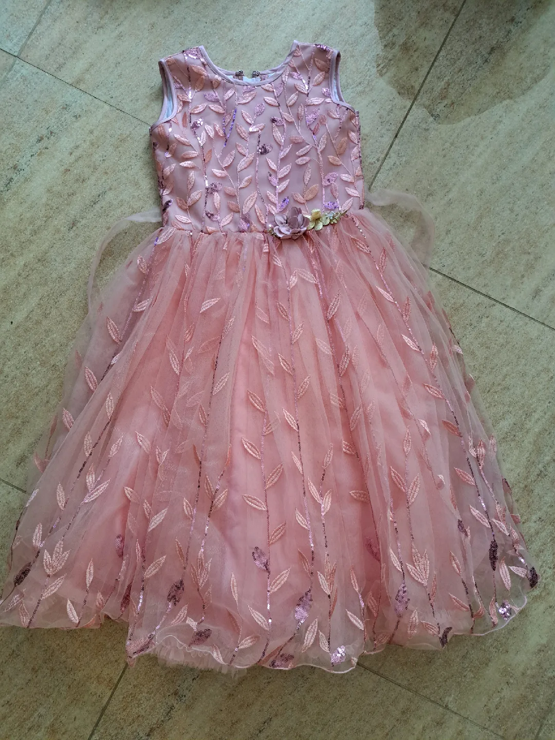 Pink Girls Party Dress with Floral Detail image indicator(2)