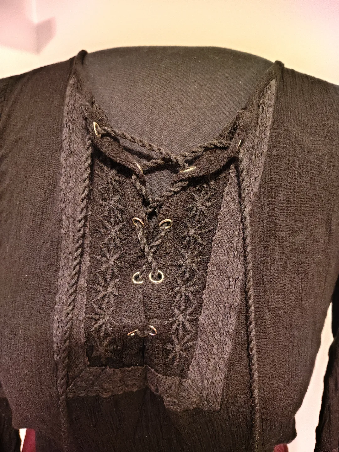 Black Lace-Up Blouse image indicator(4)