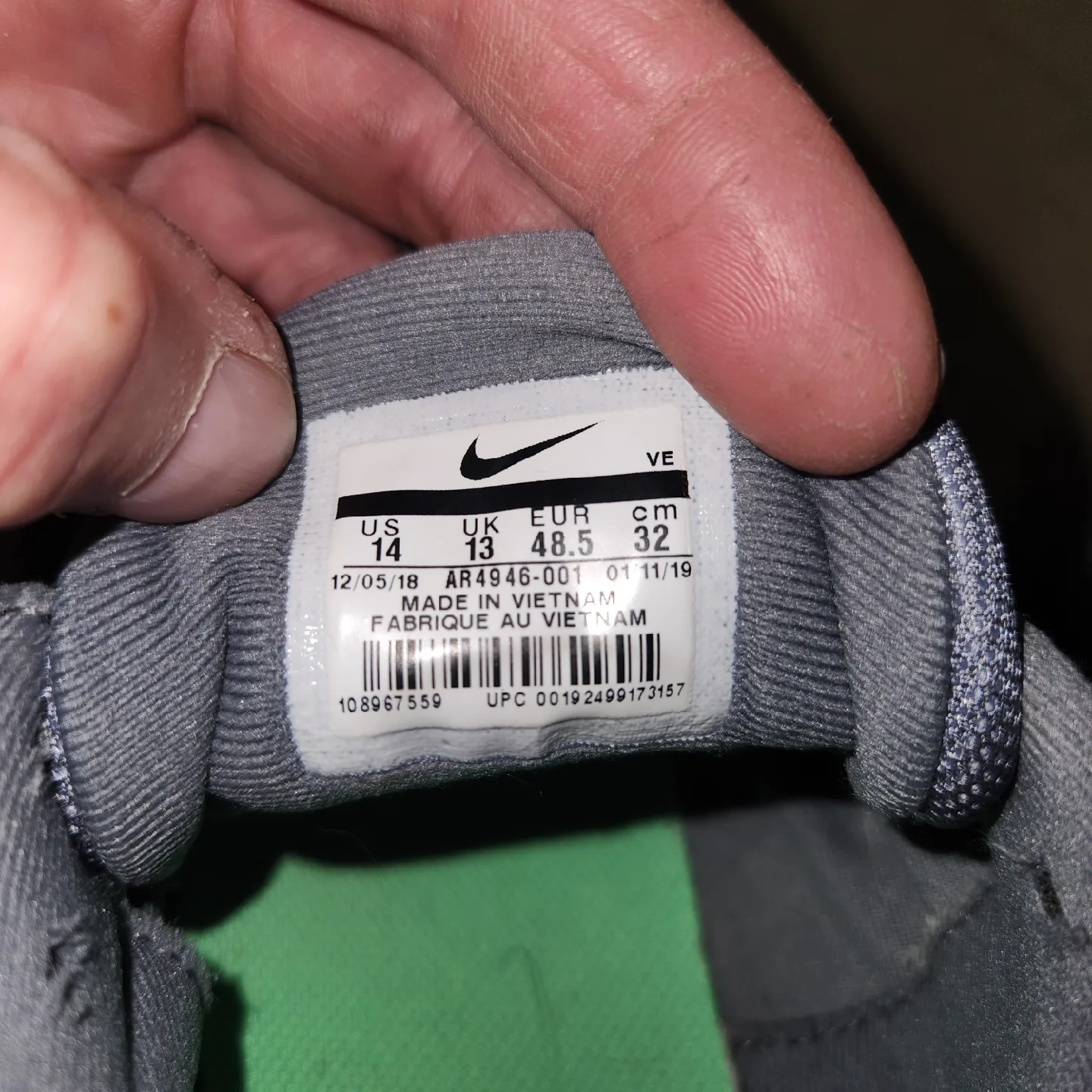 Nike Downshifter 9 Grey/Green US 14 image indicator(3)
