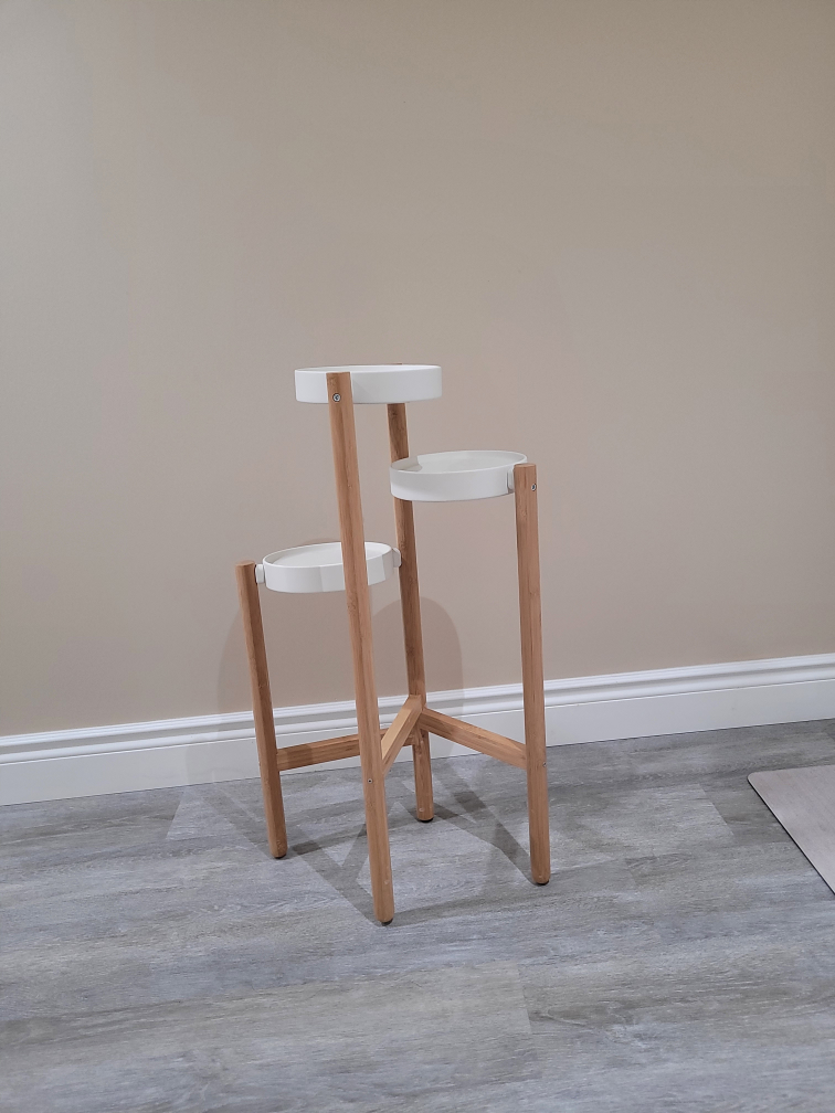 Tiered Plant Stand - Wood and White