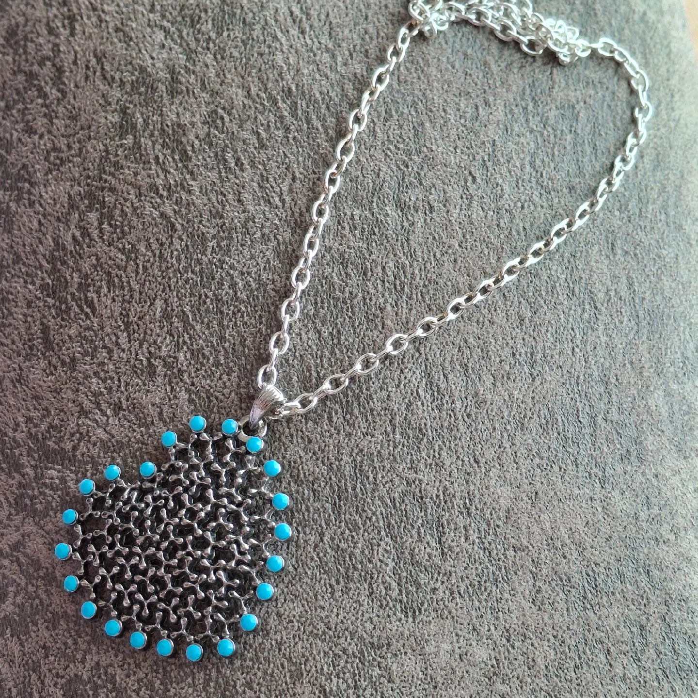 Silver Necklace with Turquoise Heart thumbnail