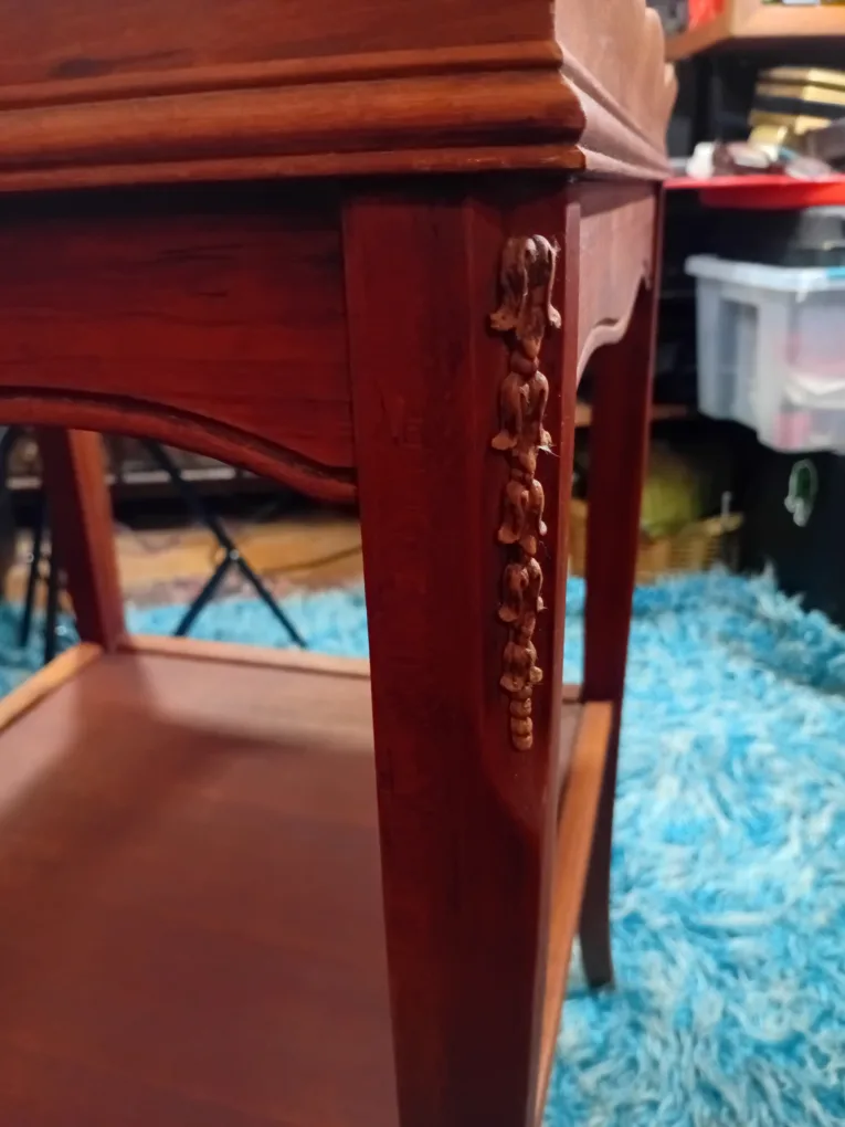 Cherry Wood ART DECO Side Table with Shelf image indicator(7)