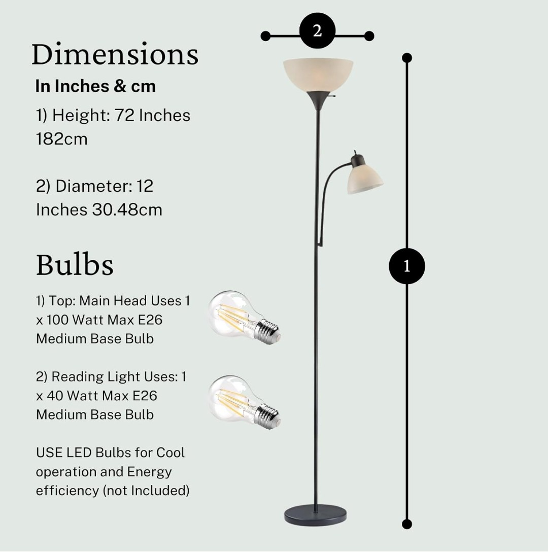 Floor Lamp with Reading Light - 72 inches tall - photo 2