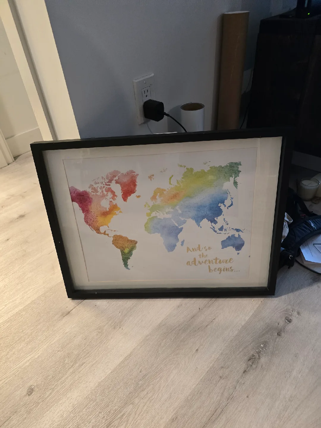 Framed Watercolour World Map Art thumbnail