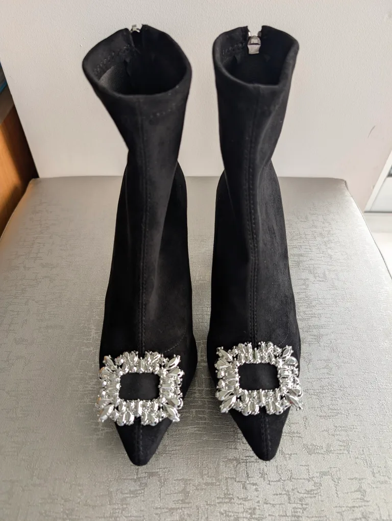 Black Ankle Boots with Silver Embellishment thumbnail