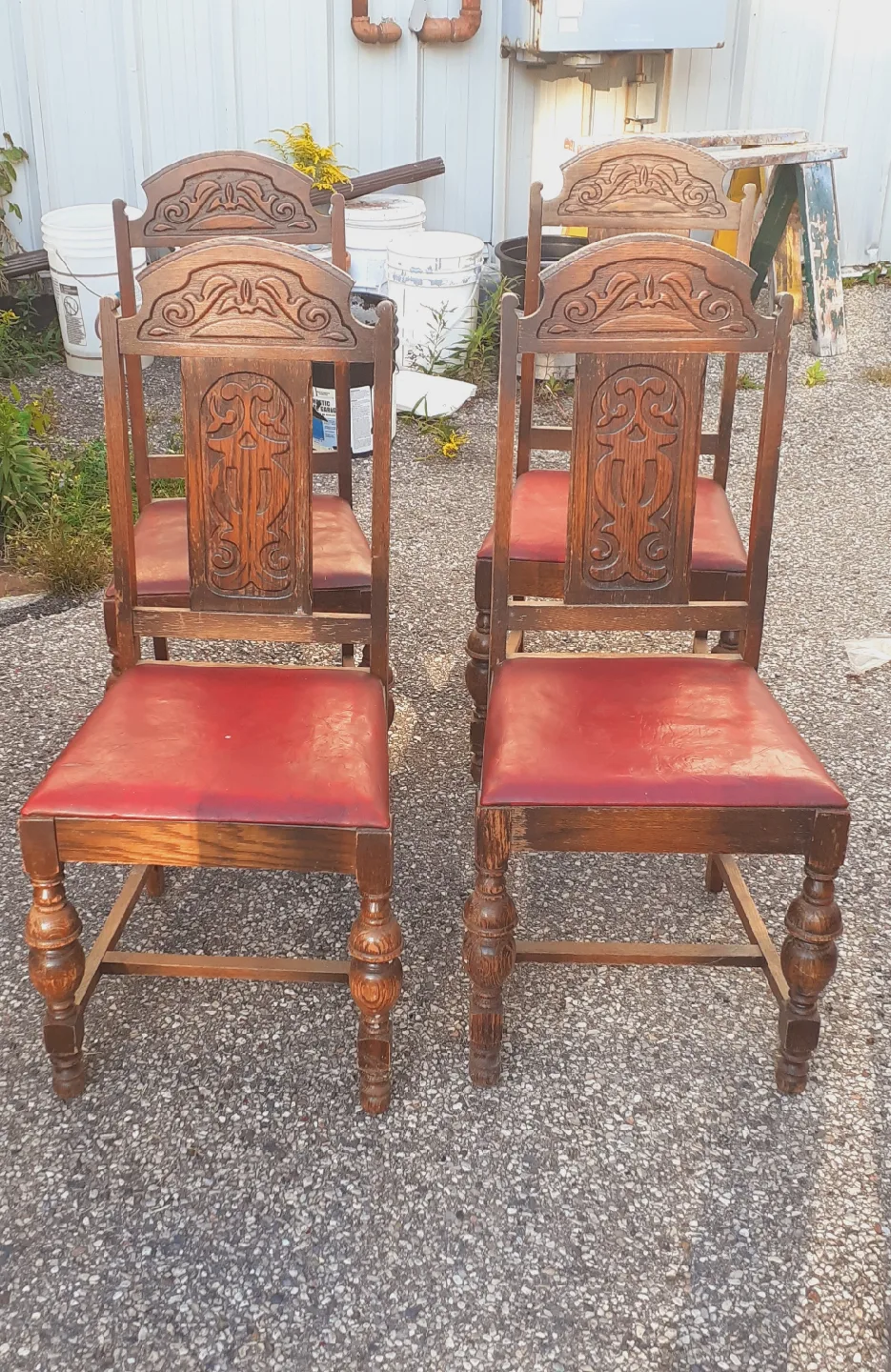 Set of 4 Vintage Wood Dining Chairs thumbnail