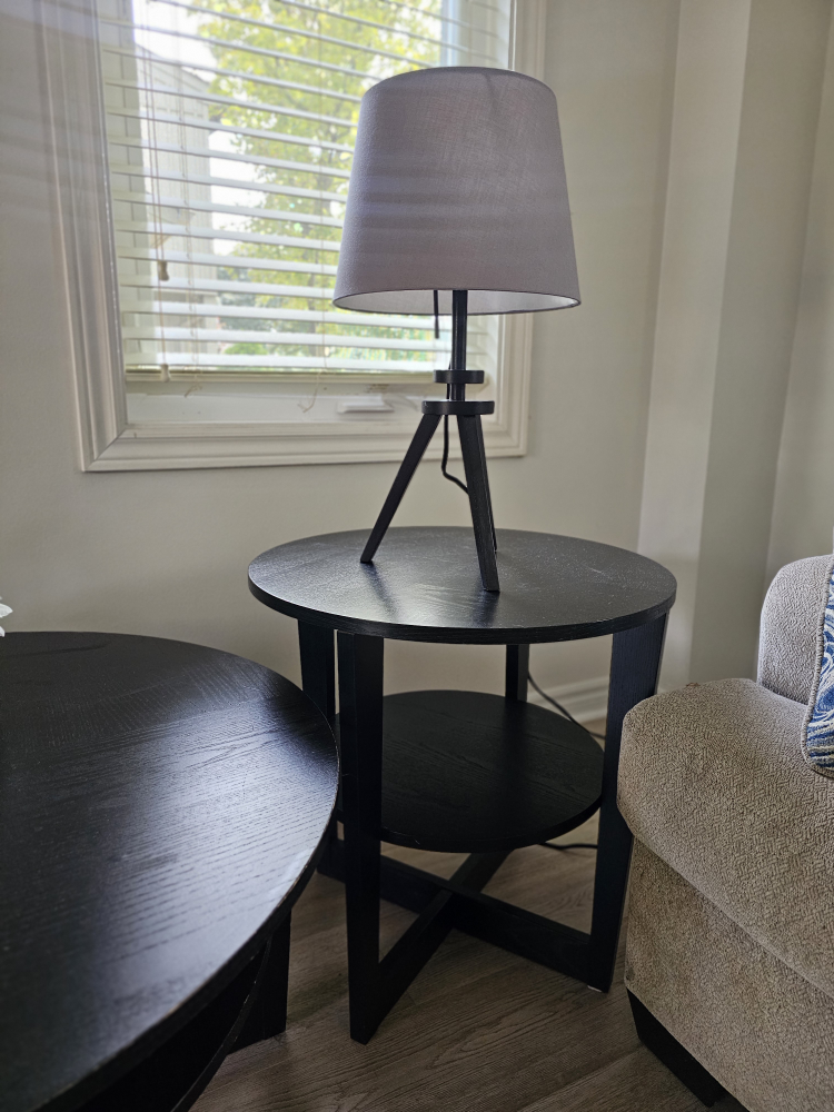 Black Round Side Table & Floor Lamp Set - photo 2