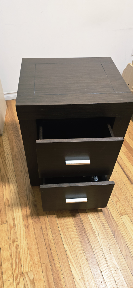 Dark Brown Nightstand with Two Drawers - photo 2