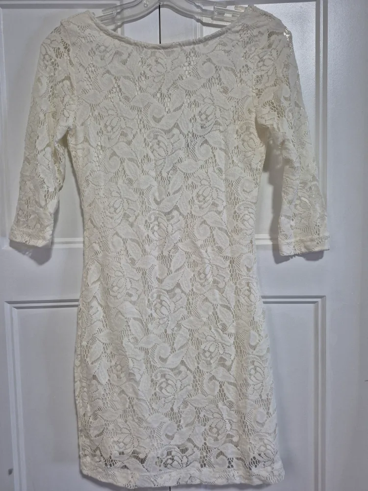 Jennyfer Ecru Lace Dress - Size XS thumbnail