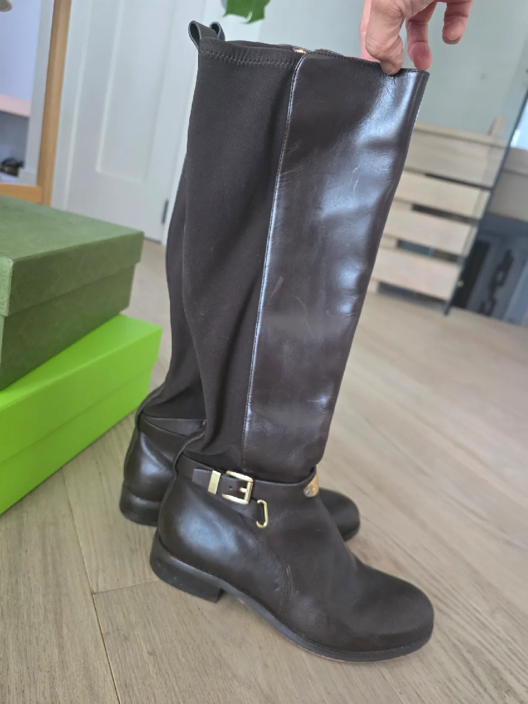 Michael Kors Brown Leather Knee High Boots - Size 6M image indicator(3)