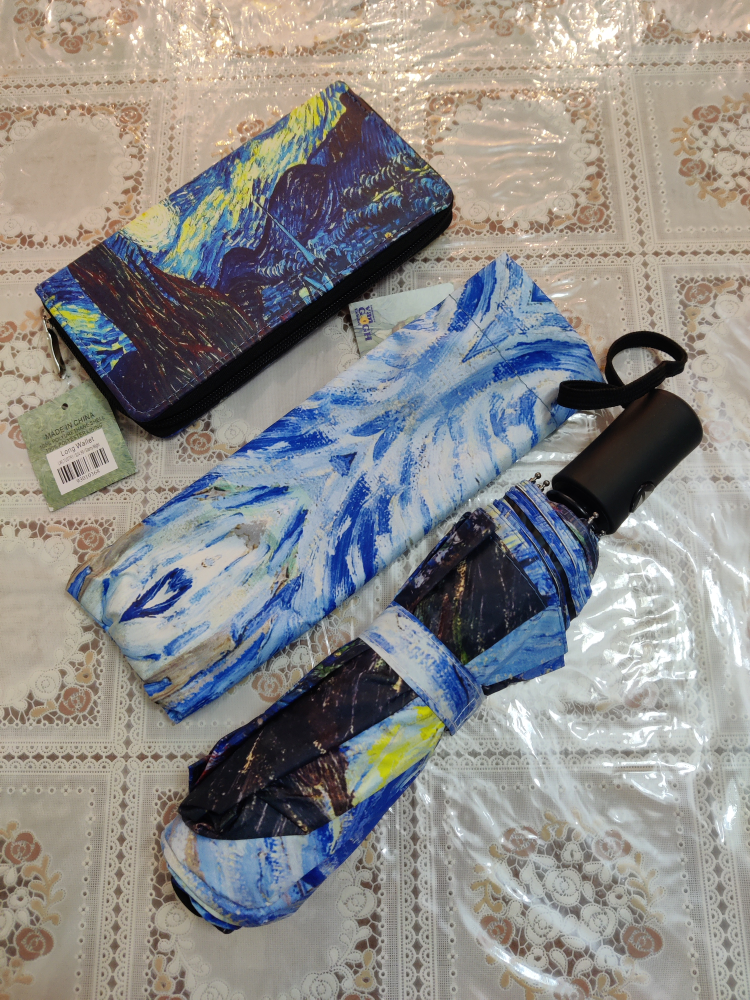 Starry Night auto Umbrella and long wallet set - photo 2