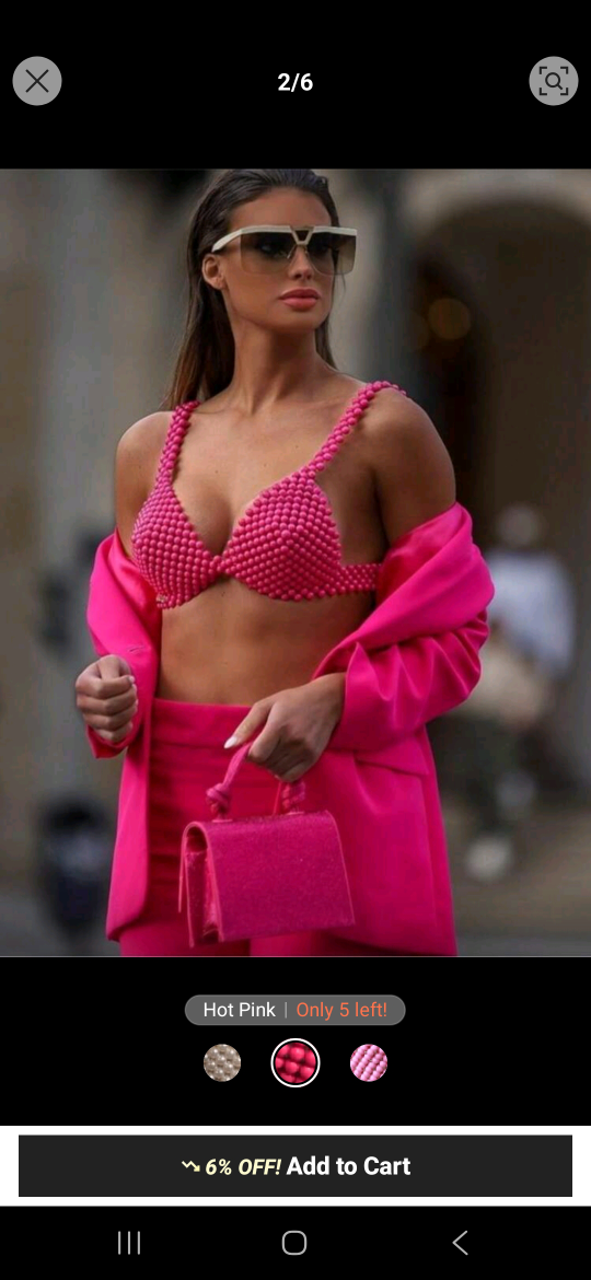 Pink Beaded Bra Top