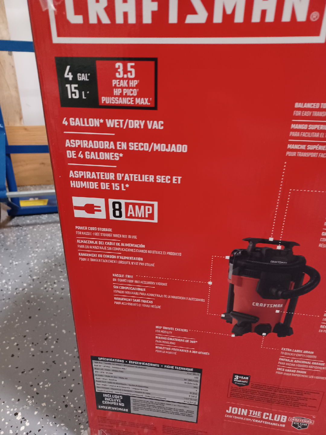 Craftsman 4-Gallon Wet/Dry Vac - New in Box! - photo 2