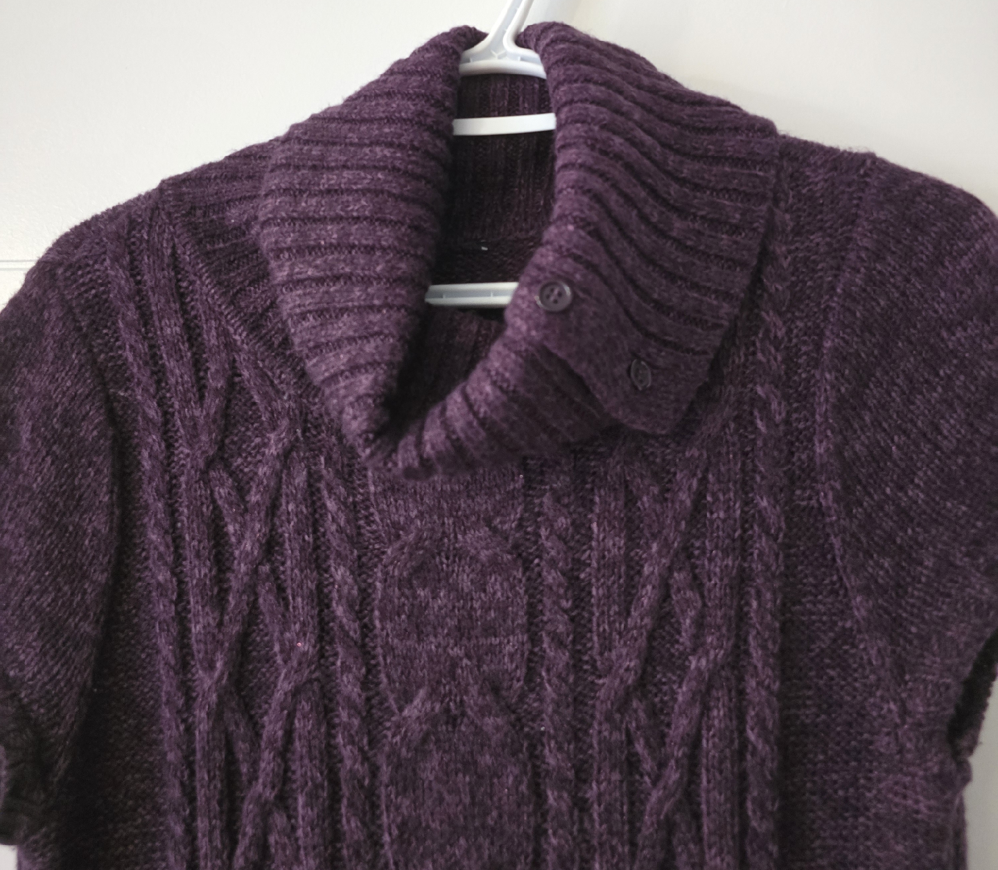 Purple Cowl Neck Short Sleeve Sweater Dress - photo 3