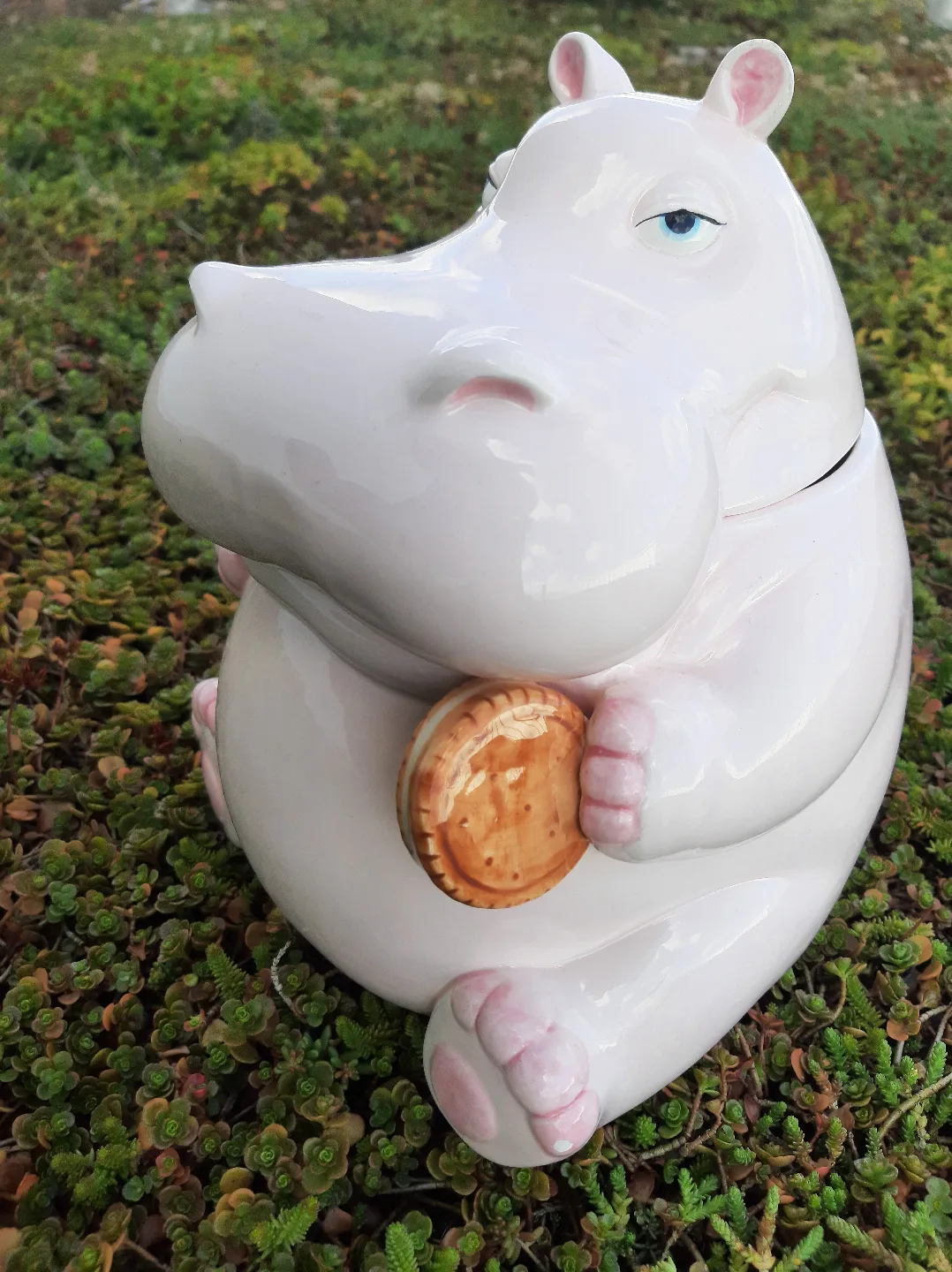 RARE Hand Painted Fitz And Floyd Pink Hippo Cookie Jar image indicator(4)