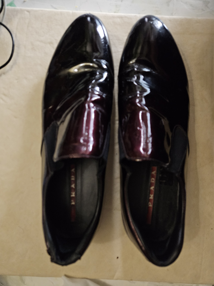 Prada Burgundy Patent Leather Loafers - photo 2