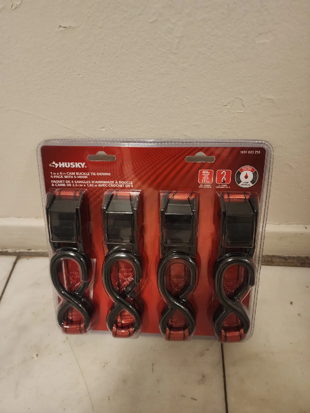 New Husky 1 in x 6 ft Cam Buckle Tie-Downs 4-Pack image indicator(2)