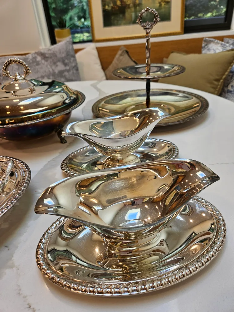 2 Tier Ornate Vintage Silver Plated Serving Dish image indicator(3)