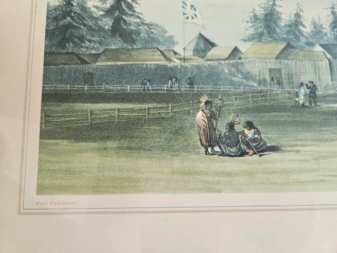 Framed Vintage Fort Vancouver Lithograph Valueable History image indicator(2)