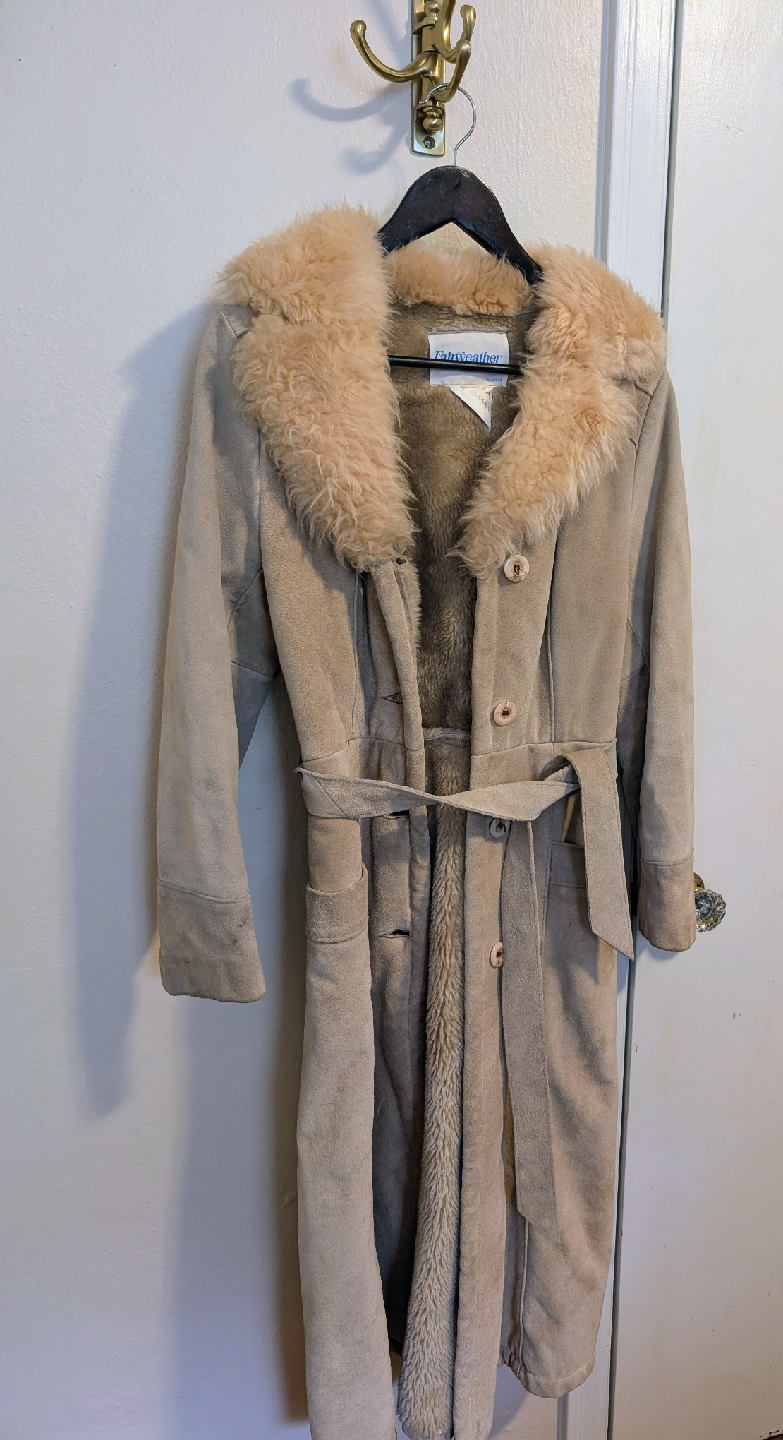 Vintage Fairweather Leather Beige Suede Coat