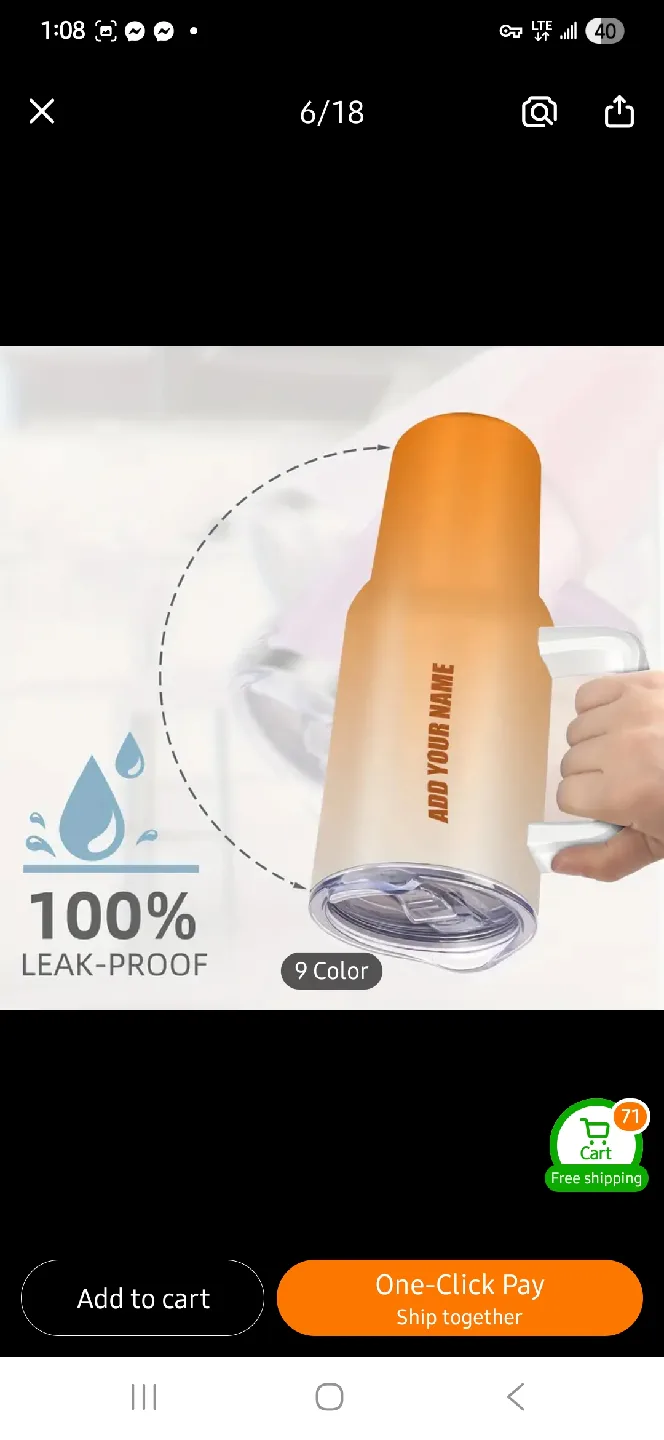 NEW Blue Customizable 40oz Tumbler 🧊 image indicator(4)