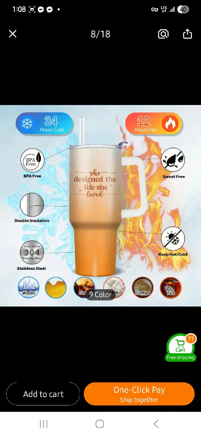 NEW Blue Customizable 40oz Tumbler 🧊 image indicator(5)