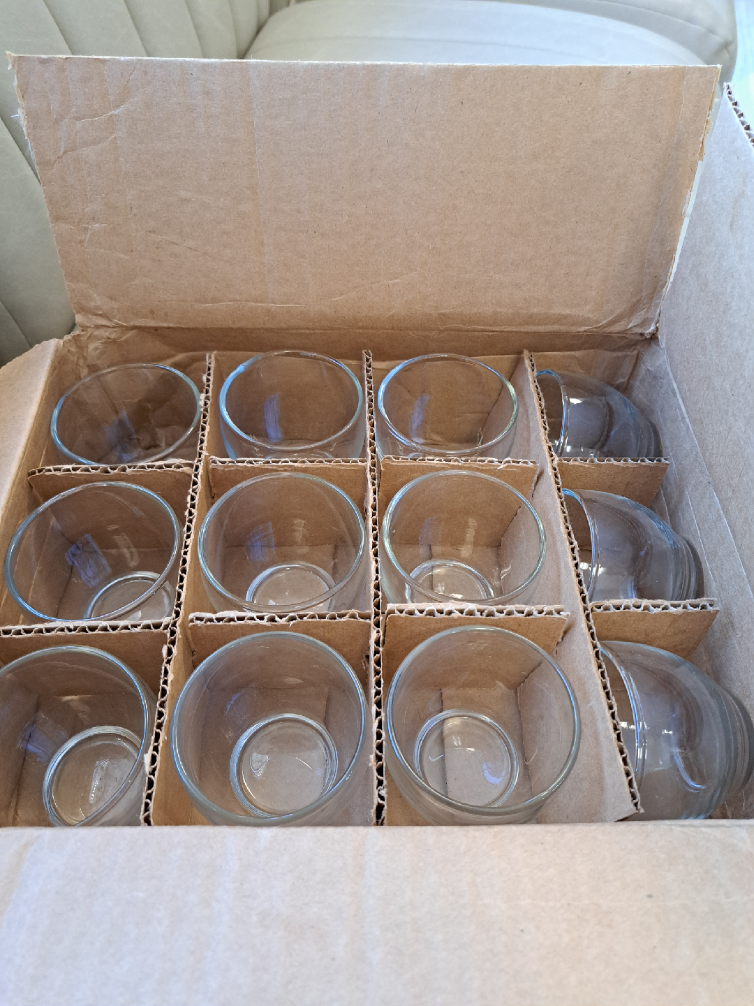 Set of 12 Clear Glass Dessert Bowls