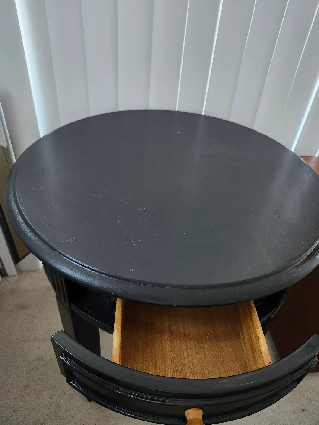 Black Round Side Table with Drawer image indicator(2)