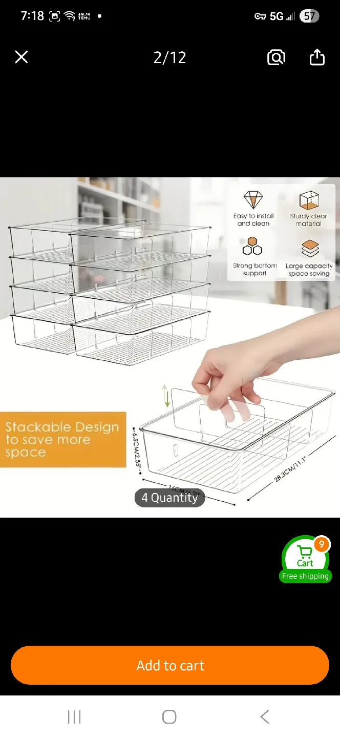 NEW Clear Stackable Organizer Bins image indicator(3)