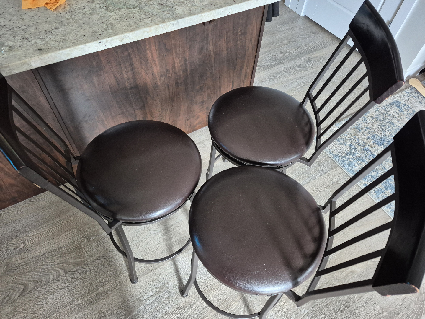 Set of 3 Brown Swivel Bar Stools - photo 3