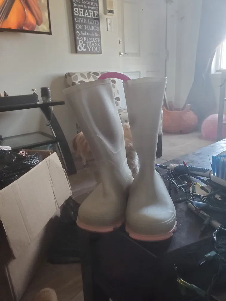 Rain Boots - Light Grey with Pink Sole thumbnail