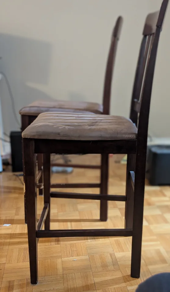 Set of 2 Brown Wooden Bar Stools image indicator(2)