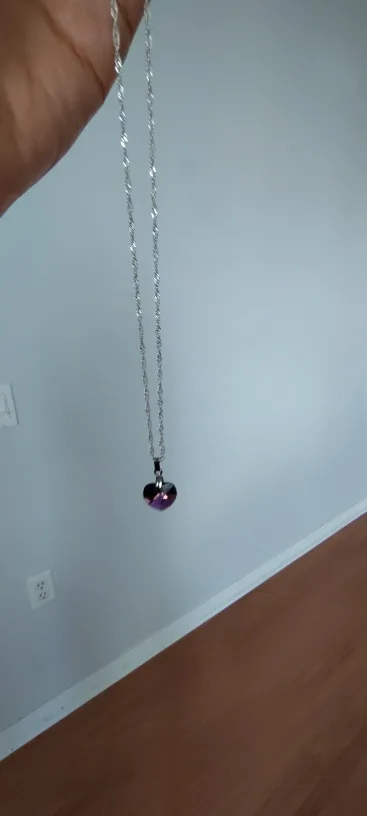 Crystal Heart Pendant Necklace - Silver Chain thumbnail