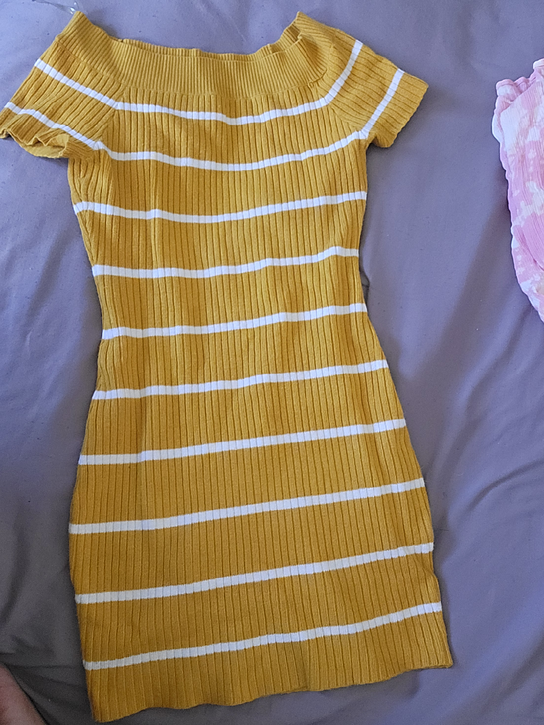 Yellow & White Striped Mini Dress