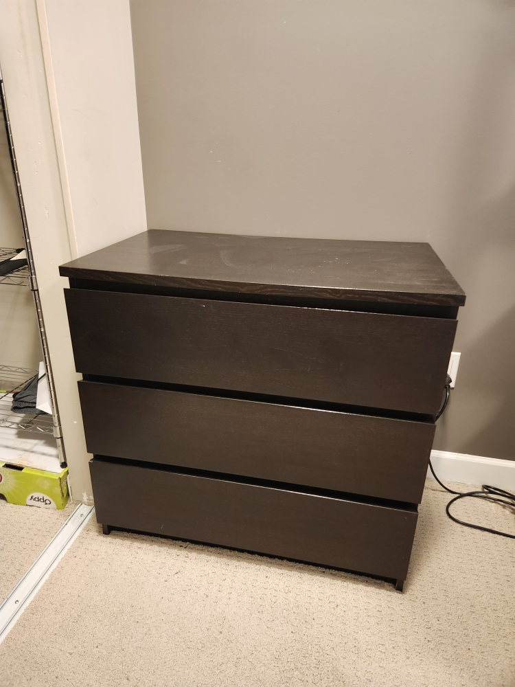 Dark Brown 3-Drawer Dresser