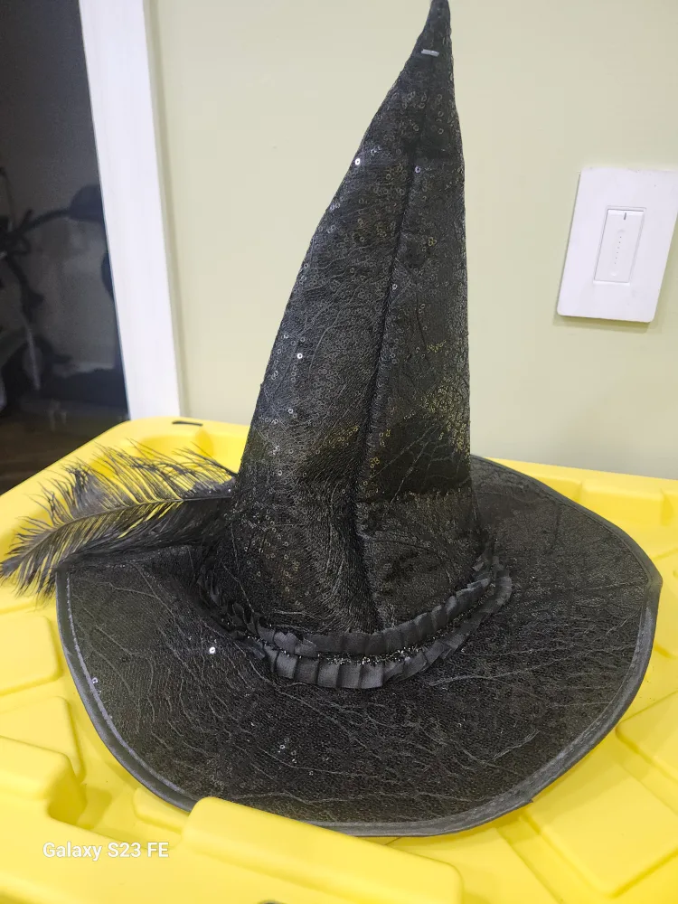 Black Witch Hat with Sequins & Rose image indicator(3)