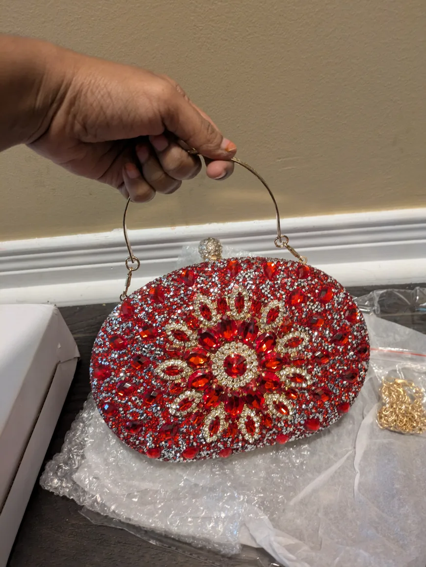 brand new Red Crystal Evening Clutch Bag image indicator(3)