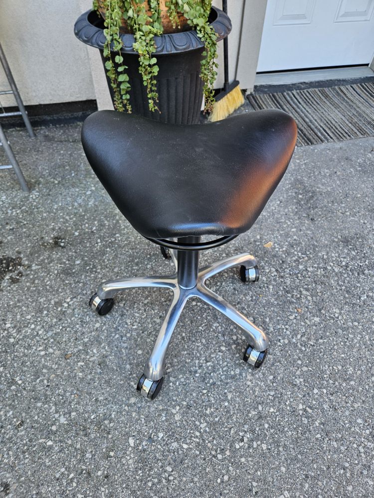 Saddle Seat Rolling Stool - Black - photo 2
