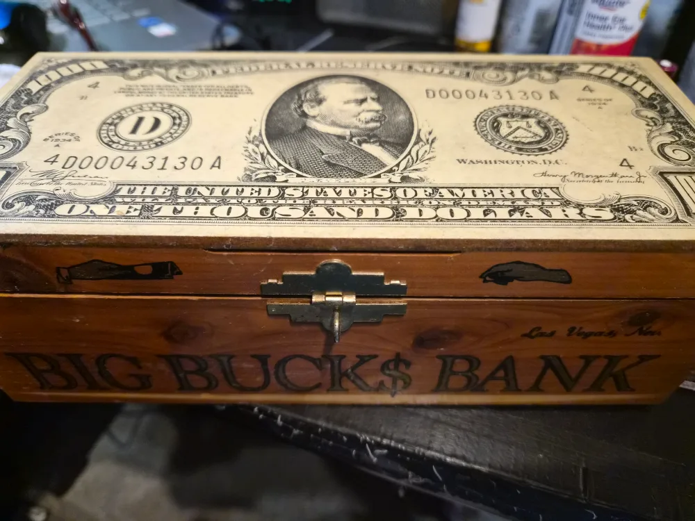 Big Bucks Bank Wooden Box thumbnail