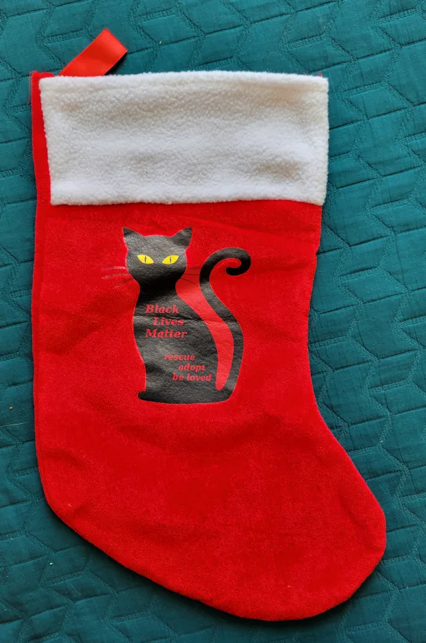 Black Cat Lives Matter Red Christmas Stocking thumbnail