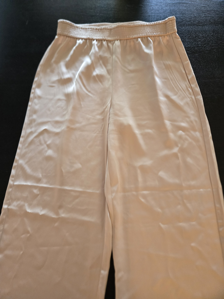 Beige Silky Wide Leg Pants - Size L