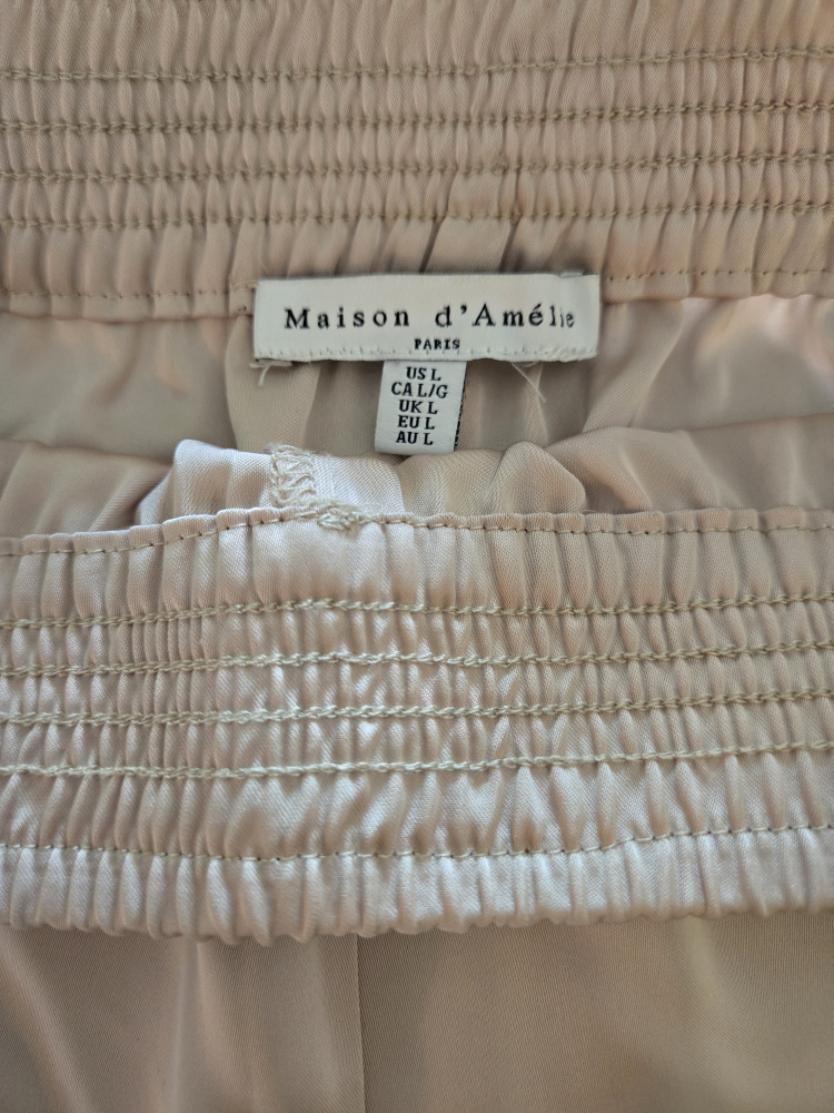 Beige Silky Wide Leg Pants - Size L - photo 3