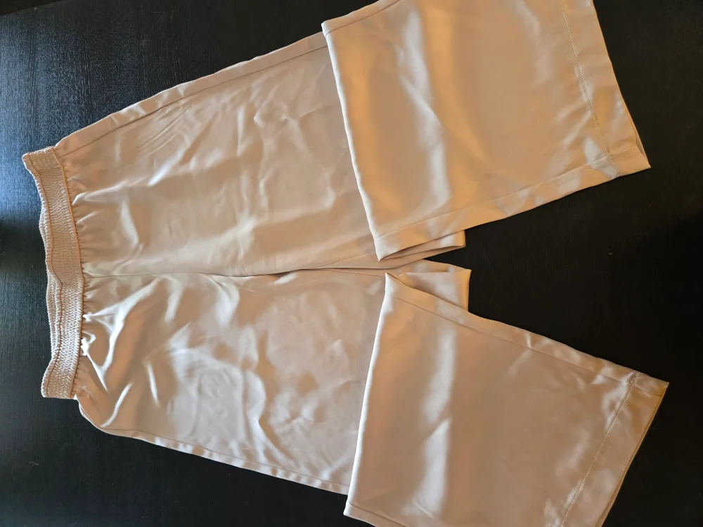 Beige Silky Wide Leg Pants - Size L image indicator(4)