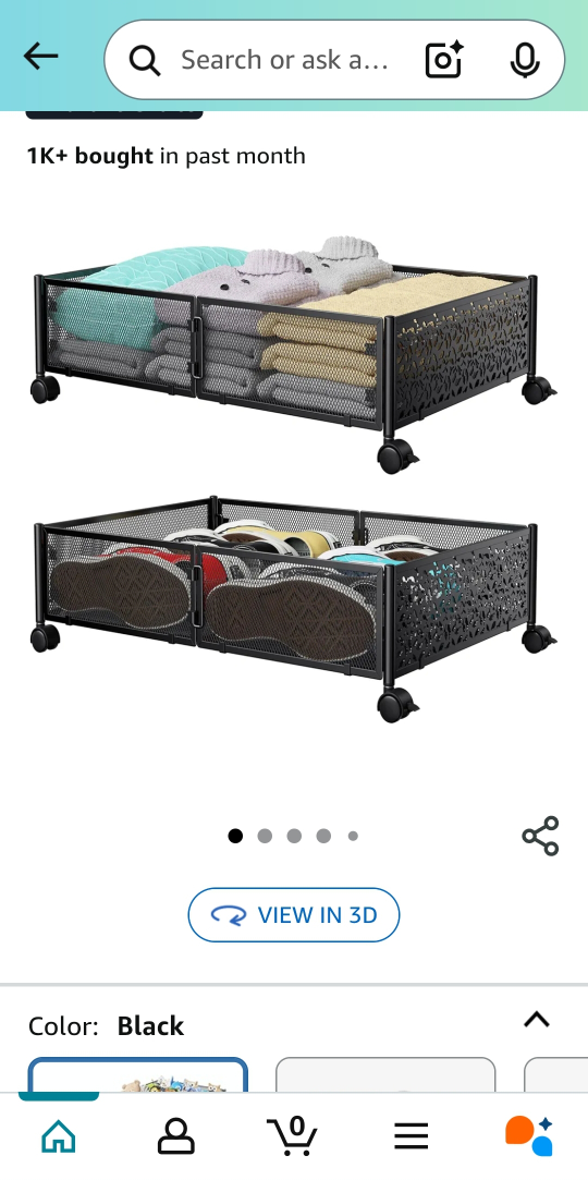 Under Bed Storage Rolling Organizer - Black - photo 2