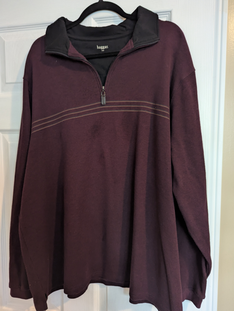 Haggar Men's Quarter Zip Pullover - Burgundy
