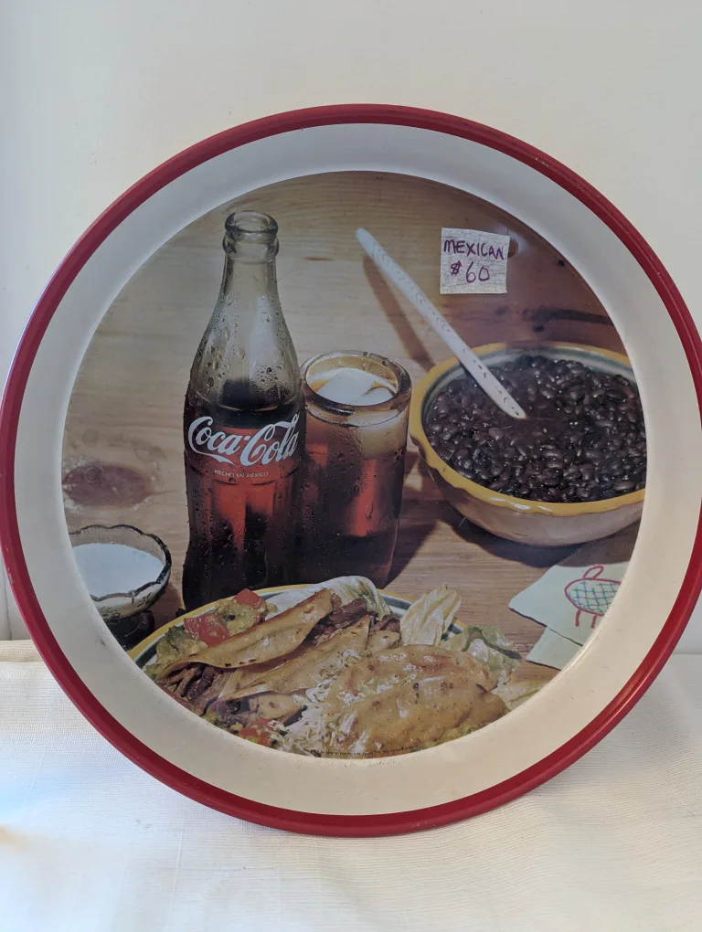 Coca Cola Mexican 1968 Serving Tray Tacos & Coke image indicator(2)