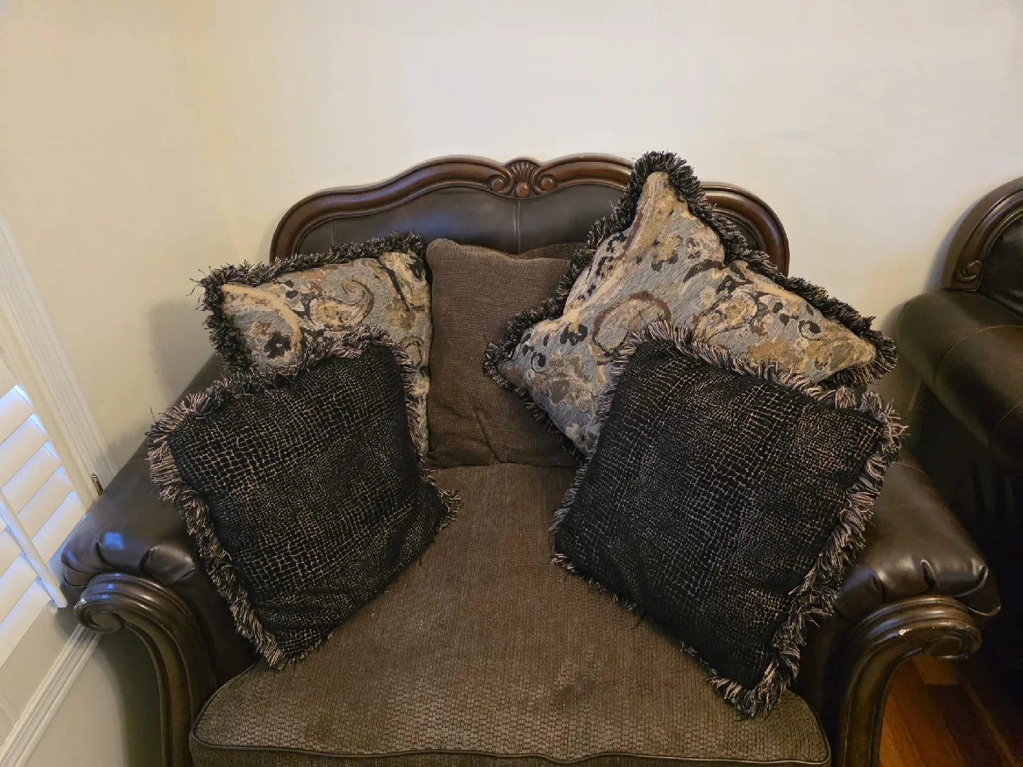 3 Brown Sofa set with Pillows image indicator(3)